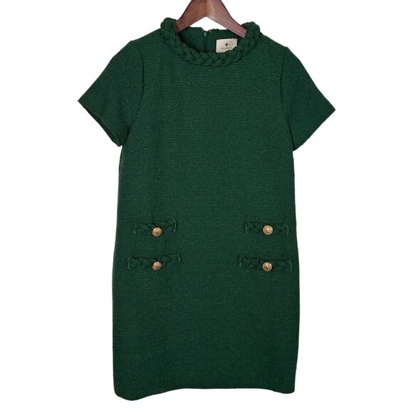 Tuckernuck Jackie Emerald Green Tweed Shift Mini Dress Women's XS - Picture 2 of 7